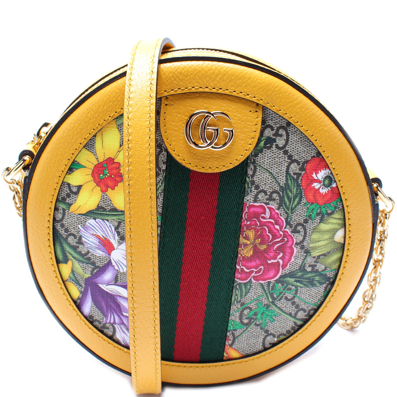 Gucci 550618 Ophidia GG Flora Round Small Crossbody Bag