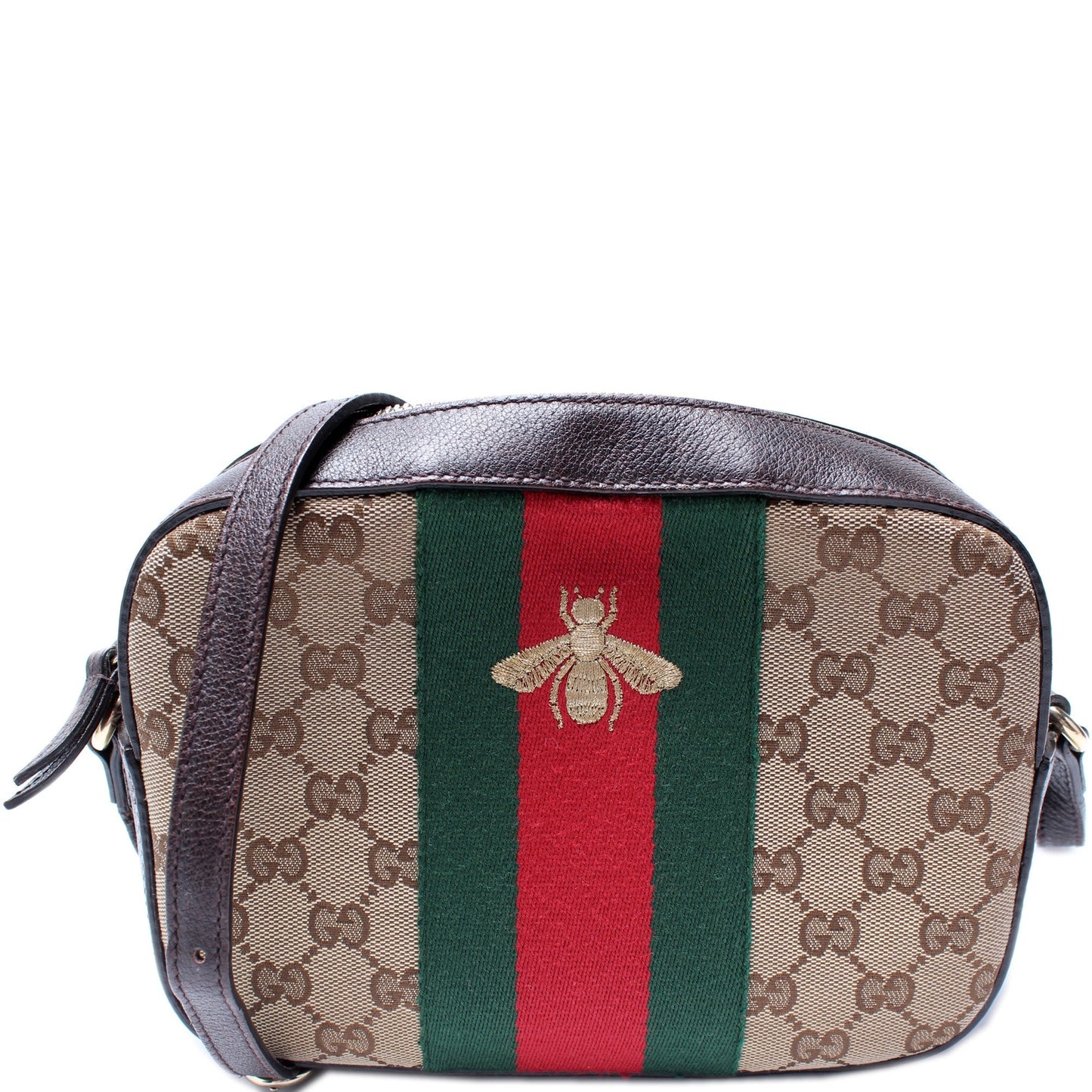 Gucci 412008 GG Canvas Bee Camera Bag
