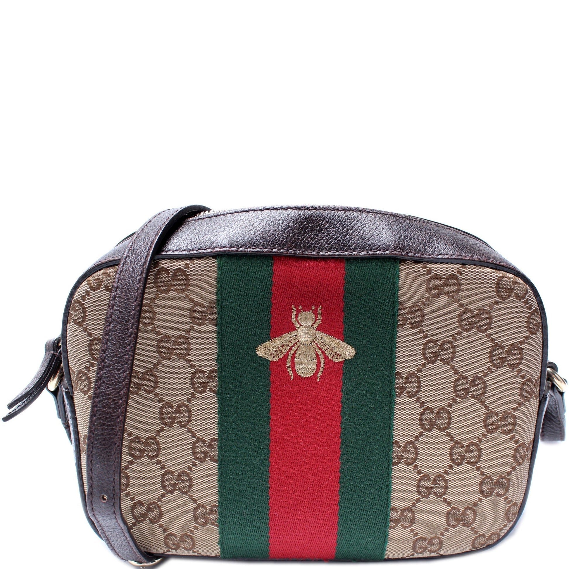 Gucci 412008 GG Canvas Bee Camera Bag