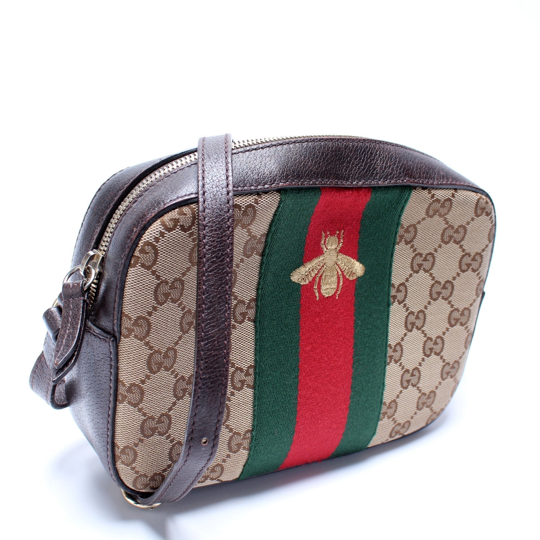 Gucci 412008 GG Canvas Bee Camera Bag