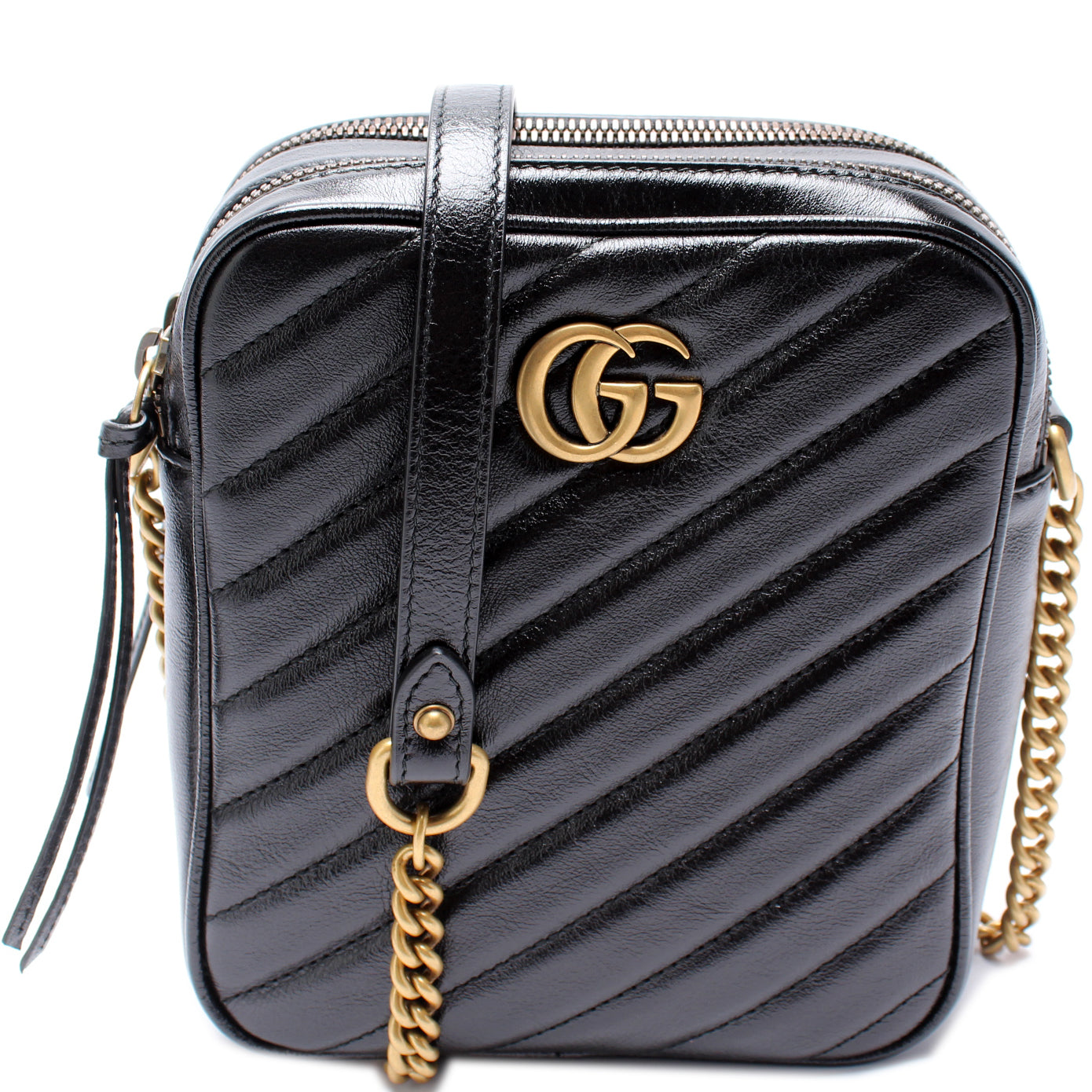 Gucci 550155 GG Marmont Double Zip Shoulder Bag