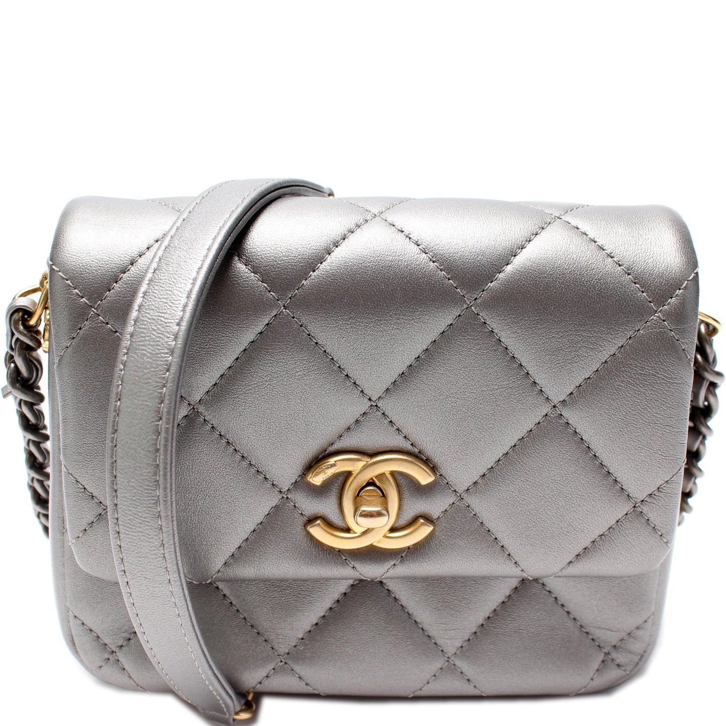 Chanel Mini Side Note Metallic Lambskin Bag