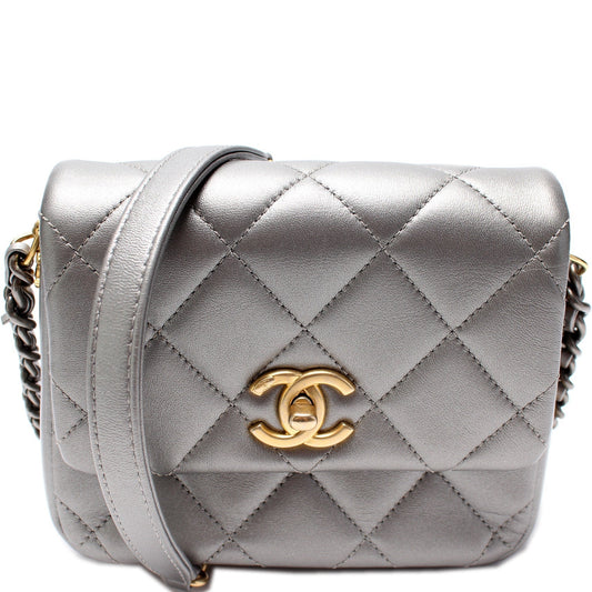 Chanel Mini Side Note Metallic Lambskin Bag