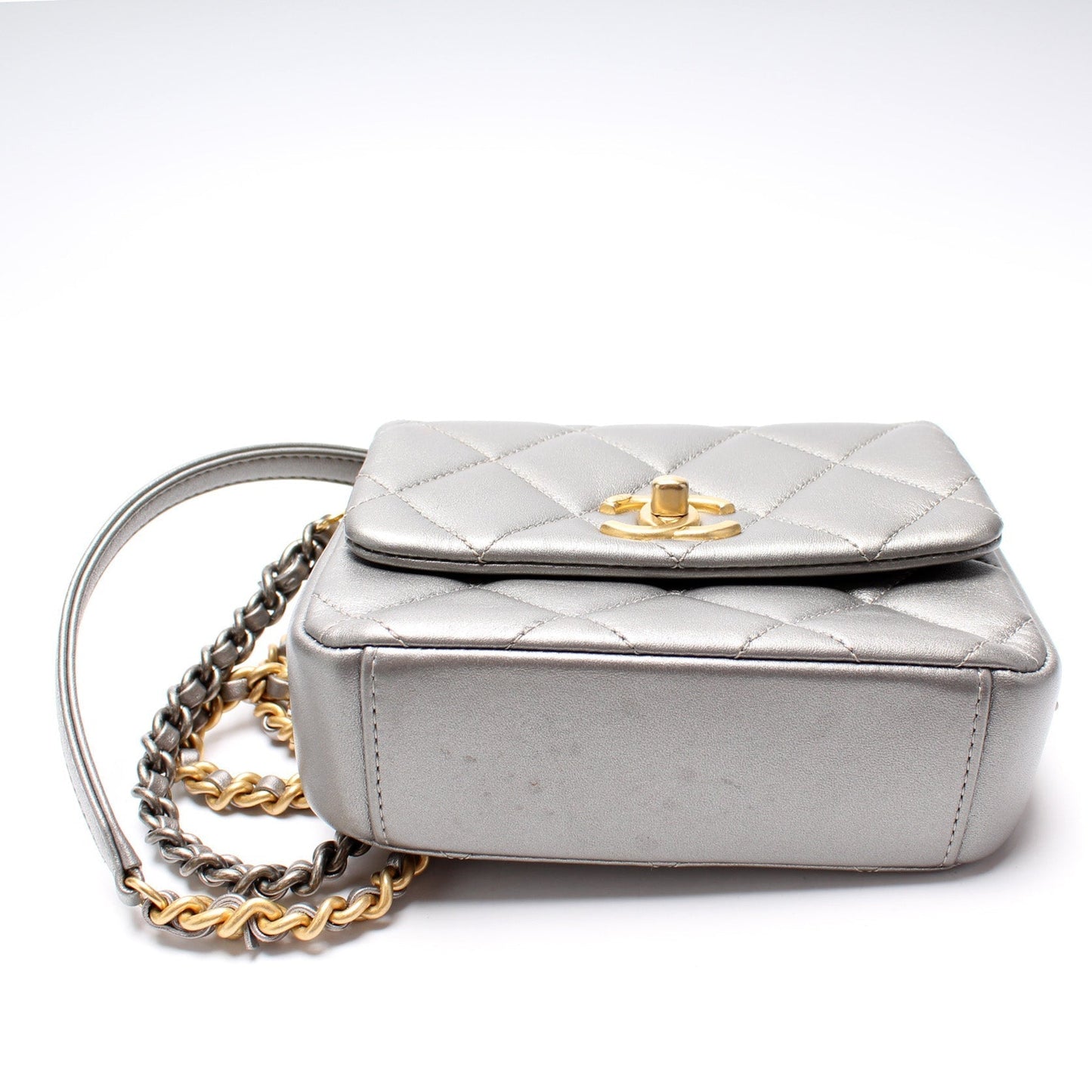 Chanel Mini Side Note Metallic Lambskin Bag