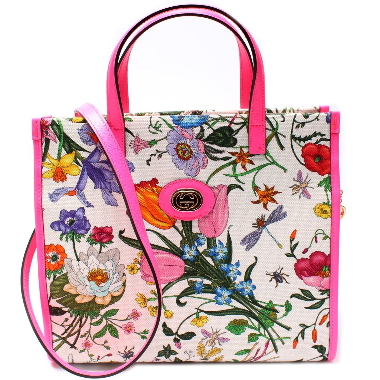 Gucci 550141 Canvas Flora Tote Medium Bag