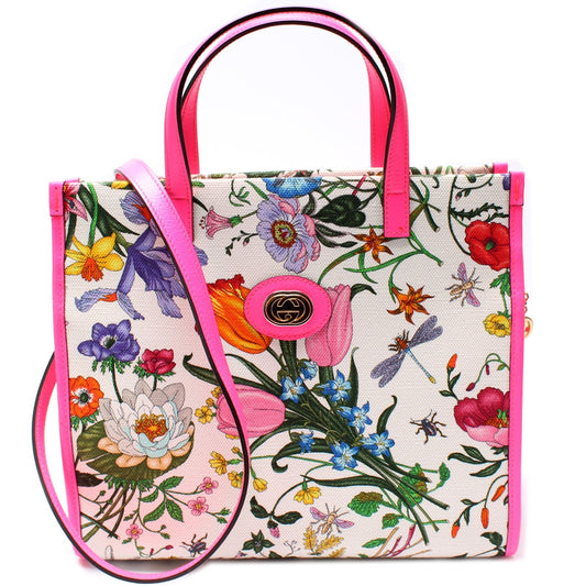 Gucci 550141 Canvas Flora Tote Medium Bag