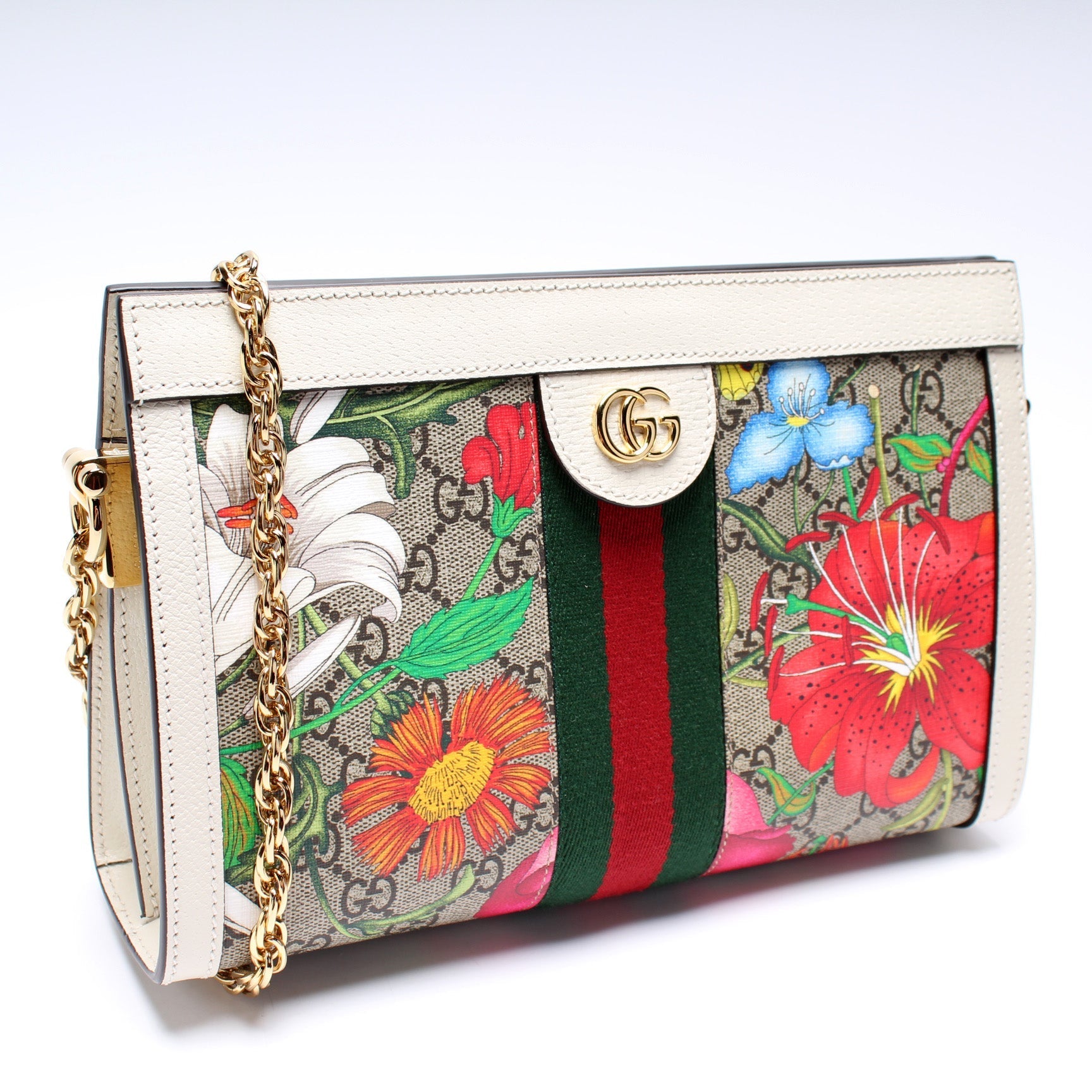 Gucci 503877 GG Supreme Flora Ophidia Small Chain Bag