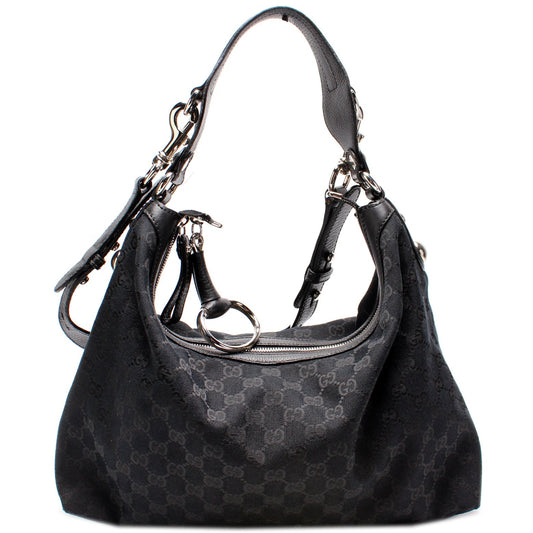 Gucci 232961 GG Canvas Medium Icon Bit Hobo Bag