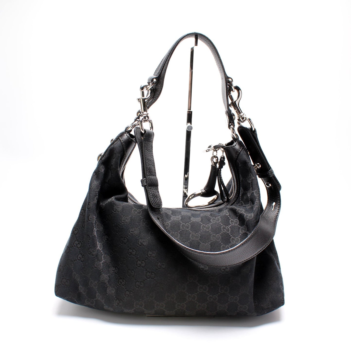Gucci 232961 GG Canvas Medium Icon Bit Hobo Bag