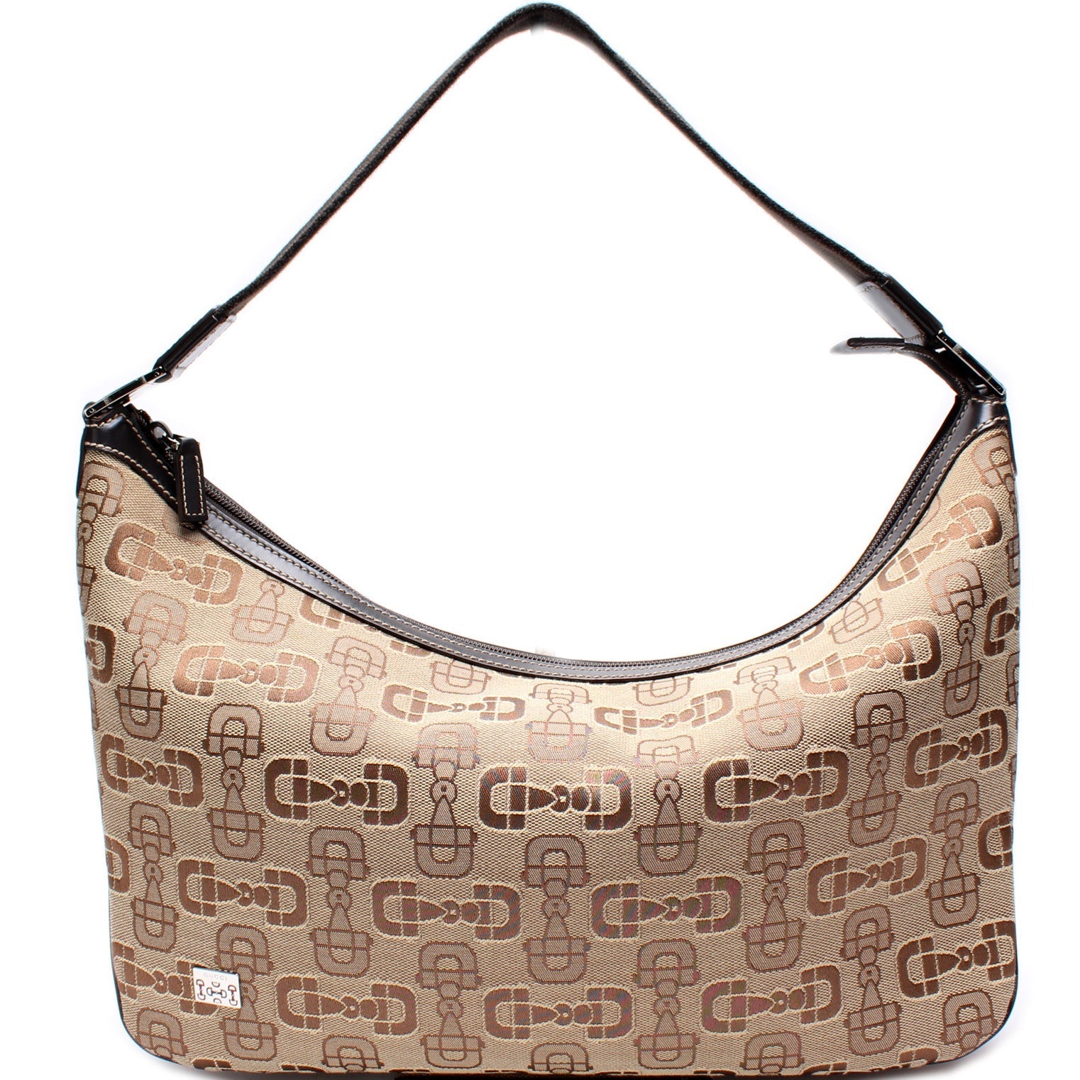 Gucci 211523 Horsebit Canvas Hobo Bag