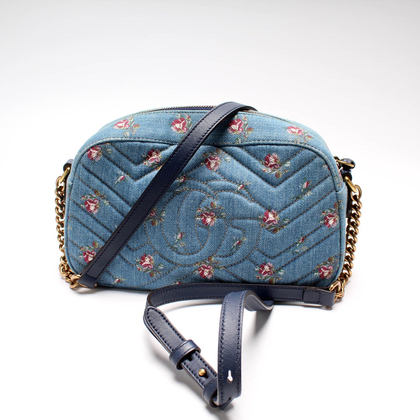 Gucci 447632 Marmont Small Denim Camera Bag