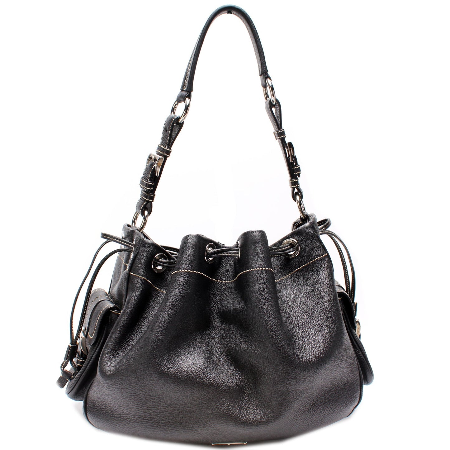 Prada Vitello Daino Drawstring Pocket Hobo Bag