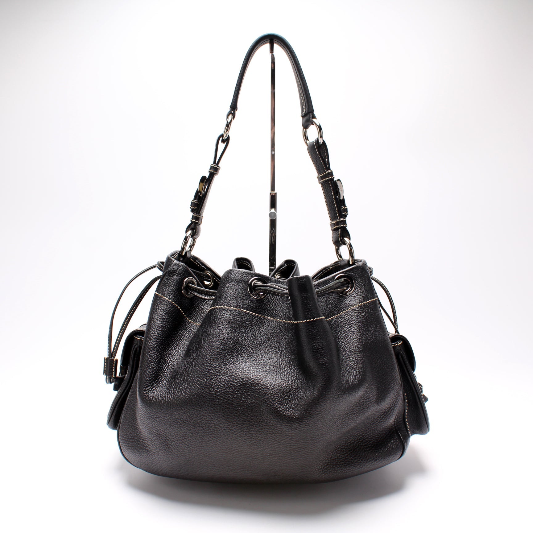 Prada Vitello Daino Drawstring Pocket Hobo Bag