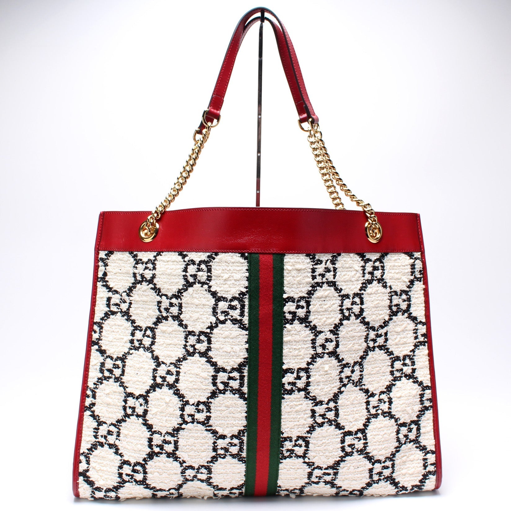 Gucci 537219 Tweed Rajah Chain GG Tote Bag