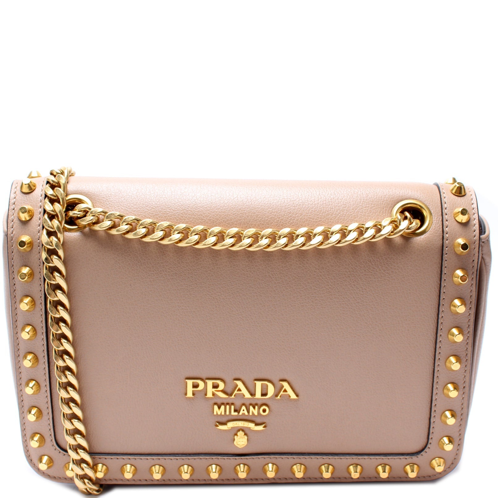 Prada Glace Calfskin Studded Crossbody Bag