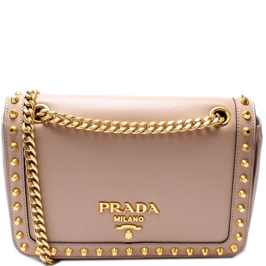 Prada Glace Calfskin Studded Crossbody Bag