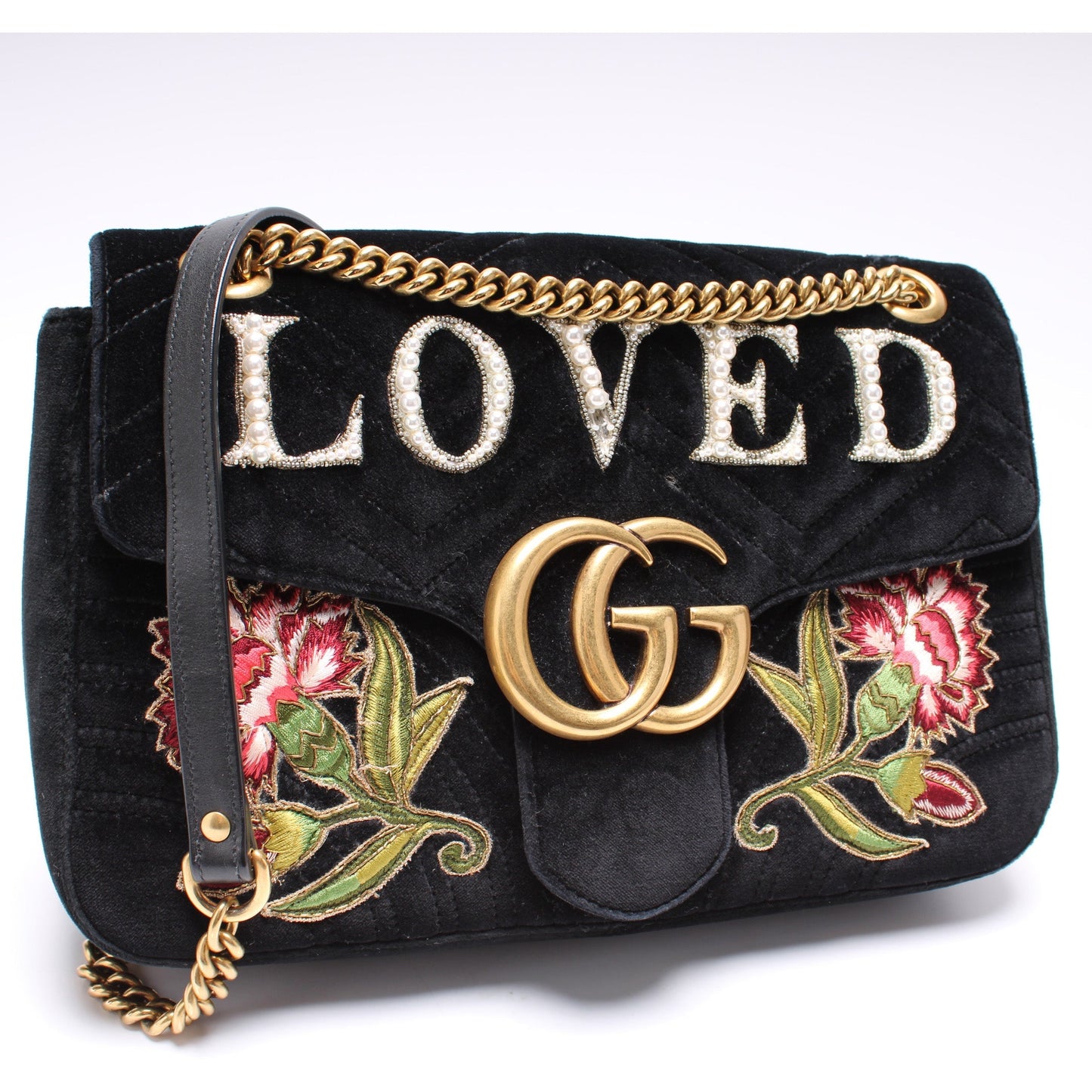 Gucci 443496 Marmont Velvet Loved Shoulder Medium Bag