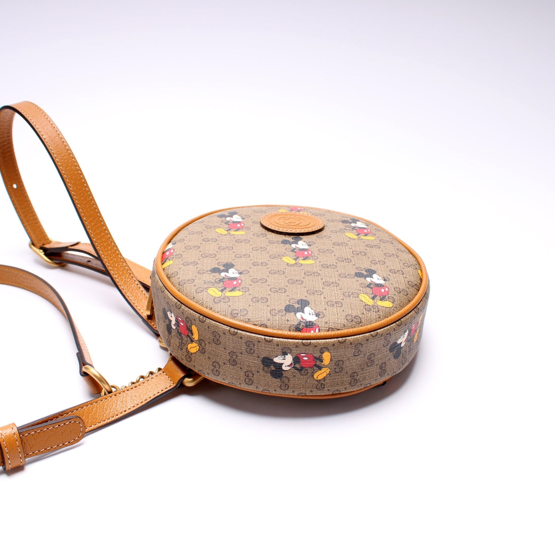 Gucci 603730 X Disney GG Supreme Mickey Mini Round Backpack Bag