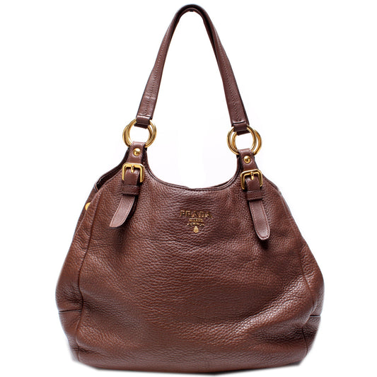 Prada Vitello Daino Buckle Strap Medium Shoulder Bag