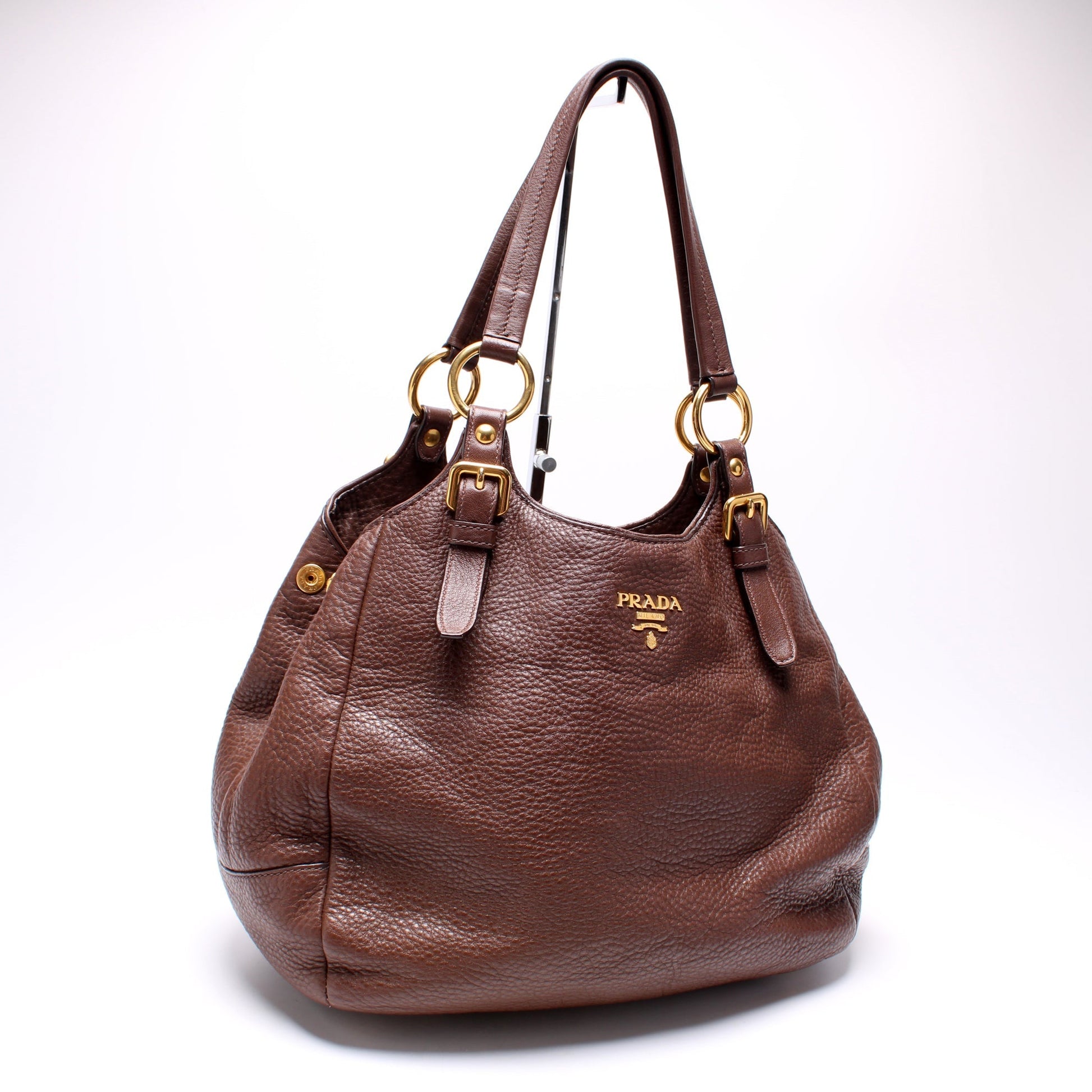 Prada Vitello Daino Buckle Strap Medium Shoulder Bag