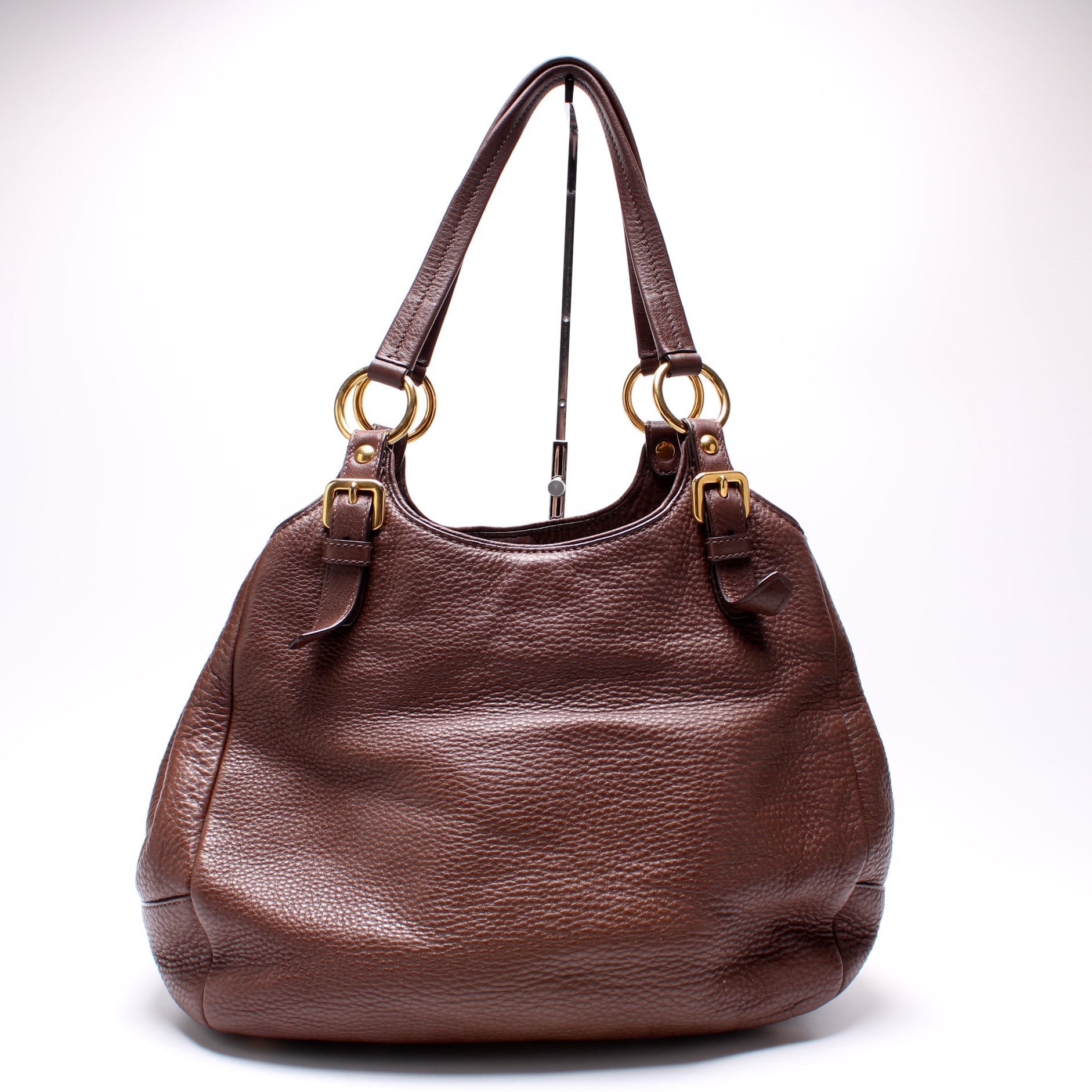 Prada Vitello Daino Buckle Strap Medium Shoulder Bag