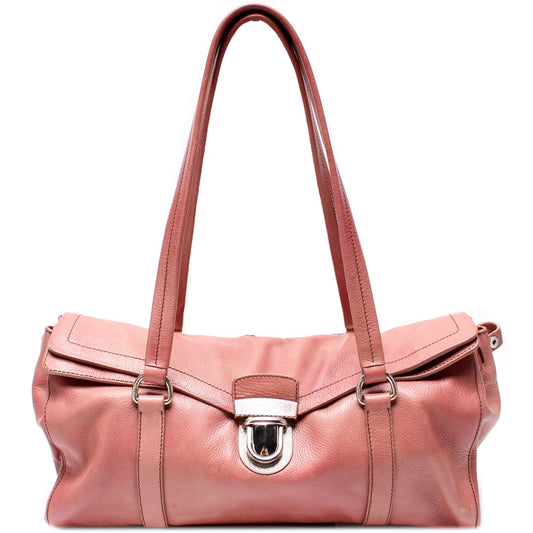Prada Easy Foldover Pushlock Satchel Calfskin Bag