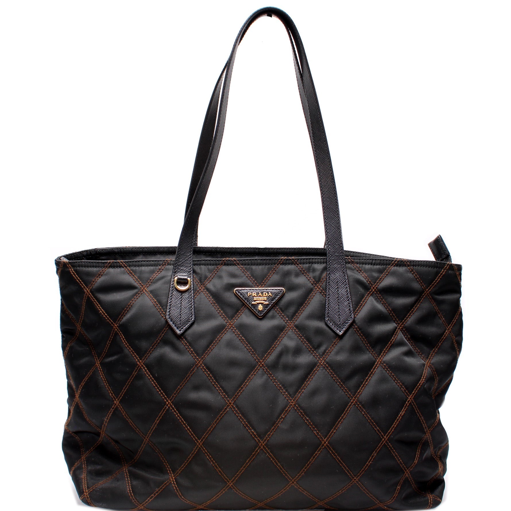 Prada Stitched Nylon Tote Bag
