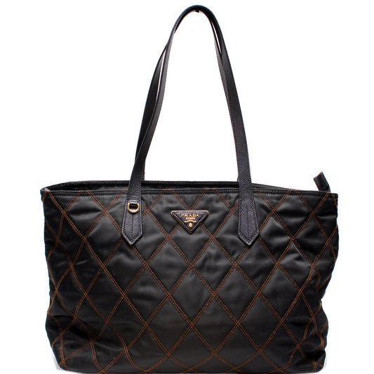 Prada Stitched Nylon Tote Bag