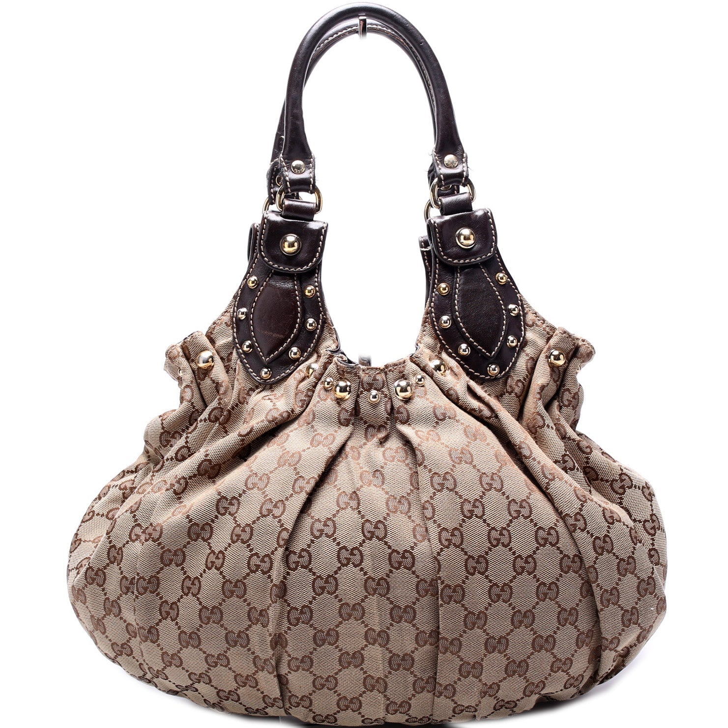 Gucci 203624 GG Canvas Studded Pelham Medium Bag