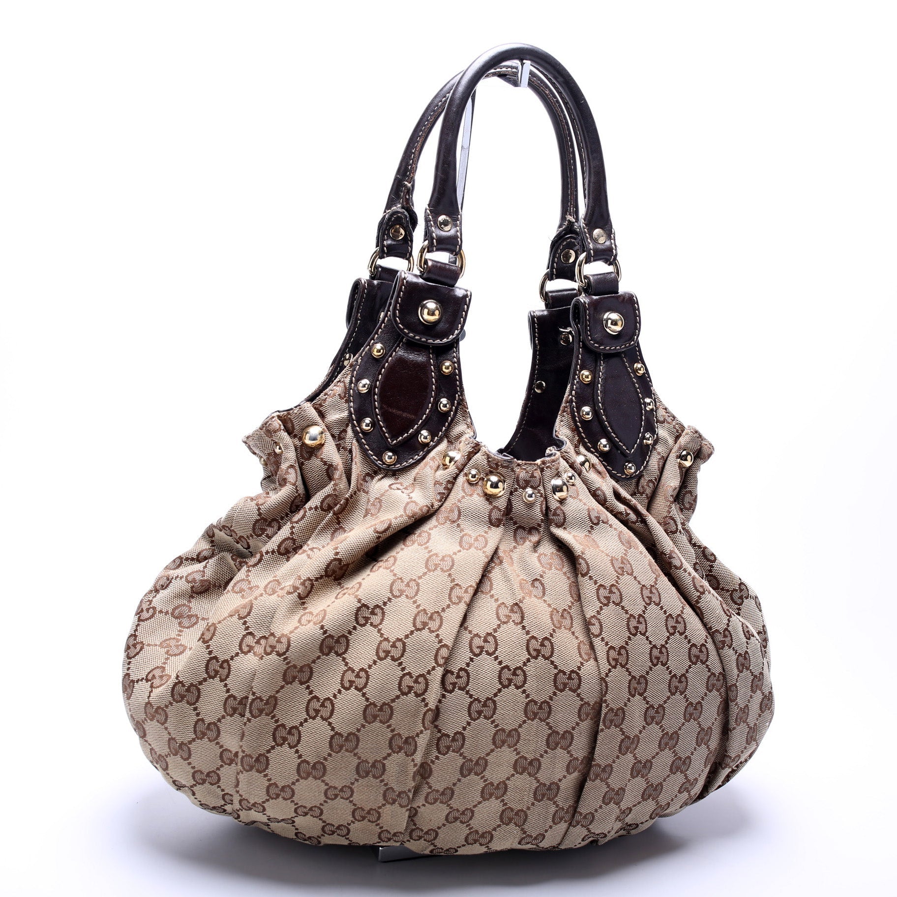 Gucci 203624 GG Canvas Studded Pelham Medium Bag