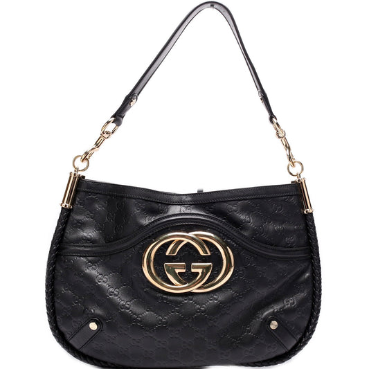 Gucci 167734 GG Leather Britt Medium Shoulder Bag