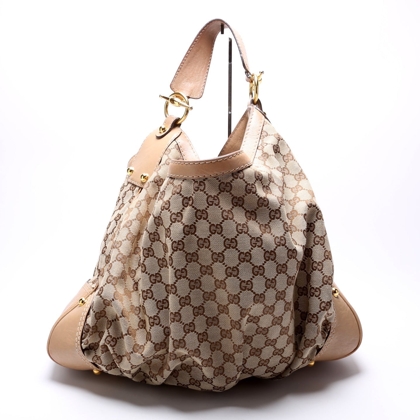 Gucci 203542 GG Canvas Jockey Hobo Bag