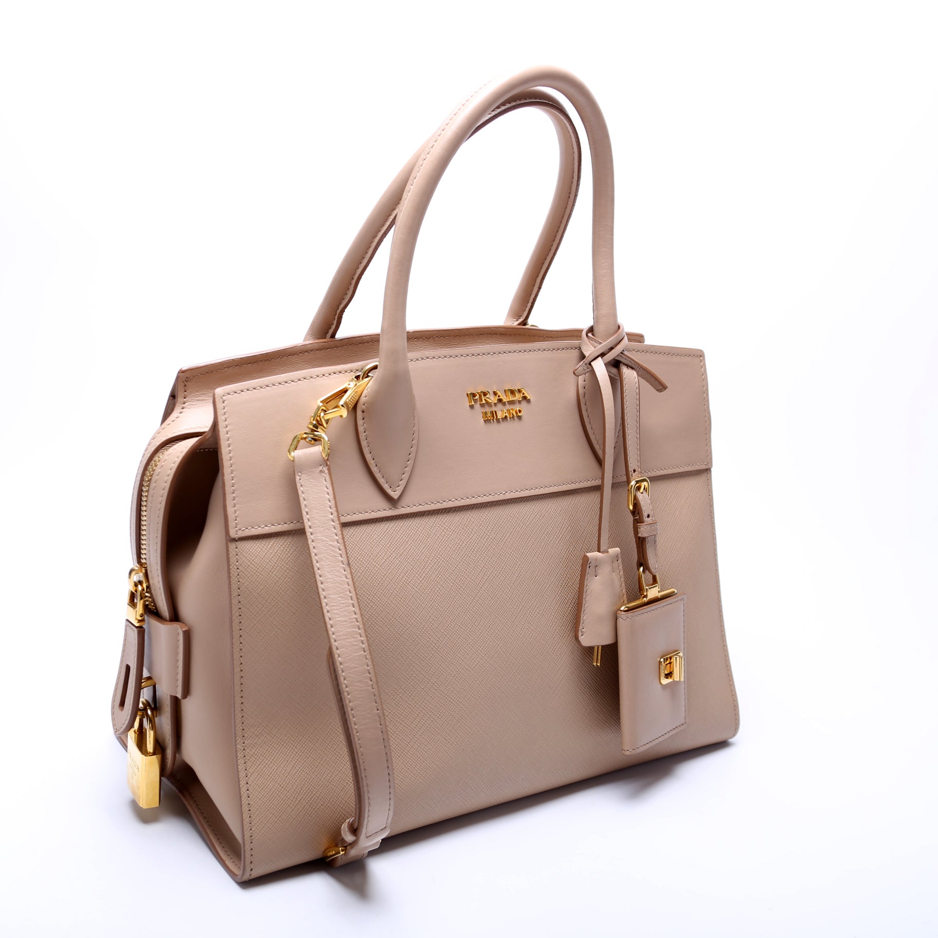 Prada Saffiano City Calfskin Esplanade Medium Bag