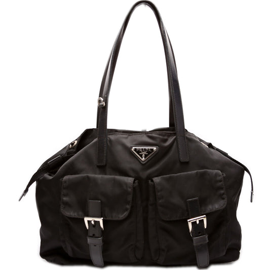 Prada Tessuto Nylon Side Cinch Tote Bag