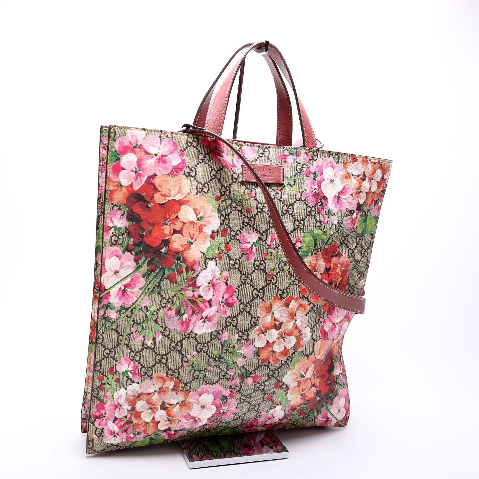 Gucci 450950 Soft GG Supreme Blooms Vertical Tote Bag