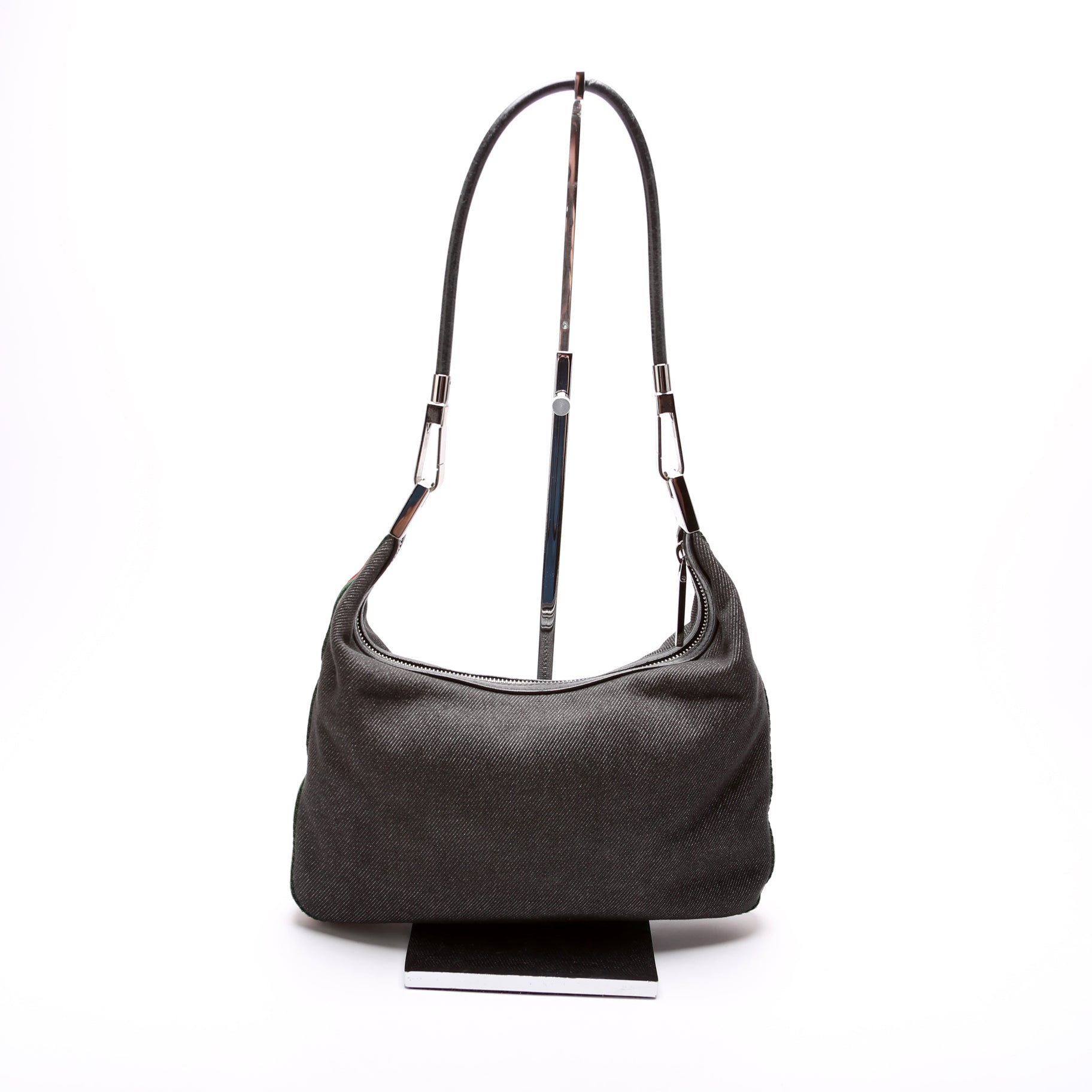 Gucci 01233 Canvas Web Clasp Hobo Bag