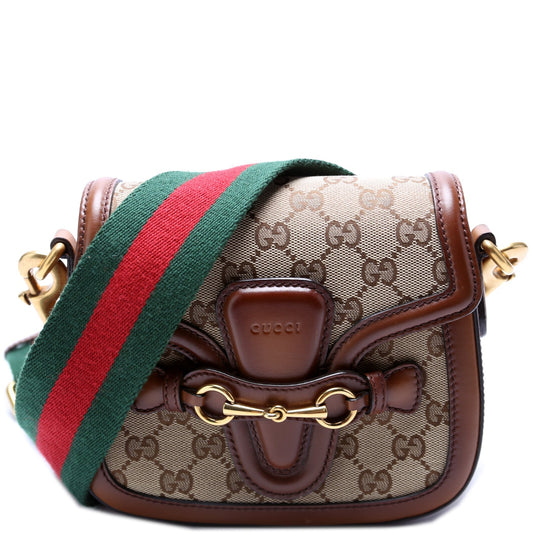 Gucci 384821 GG Canvas Lady Web Small Shoulder Bag