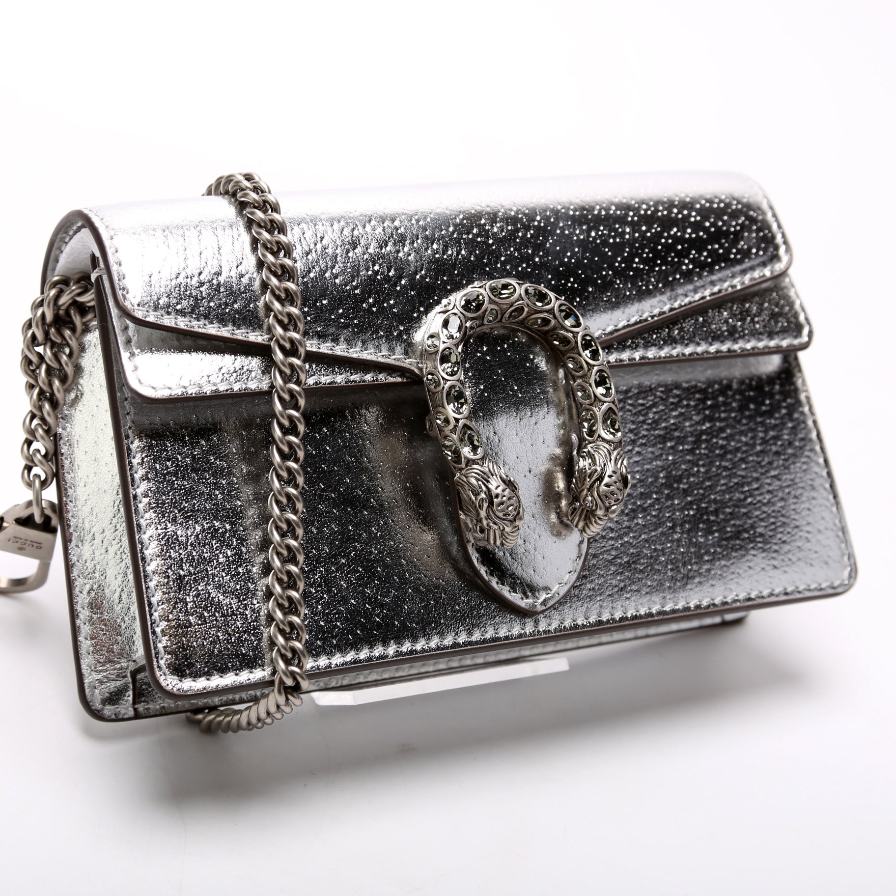 Gucci 476432 Dionysus Metallic Leather Super Mini Bag