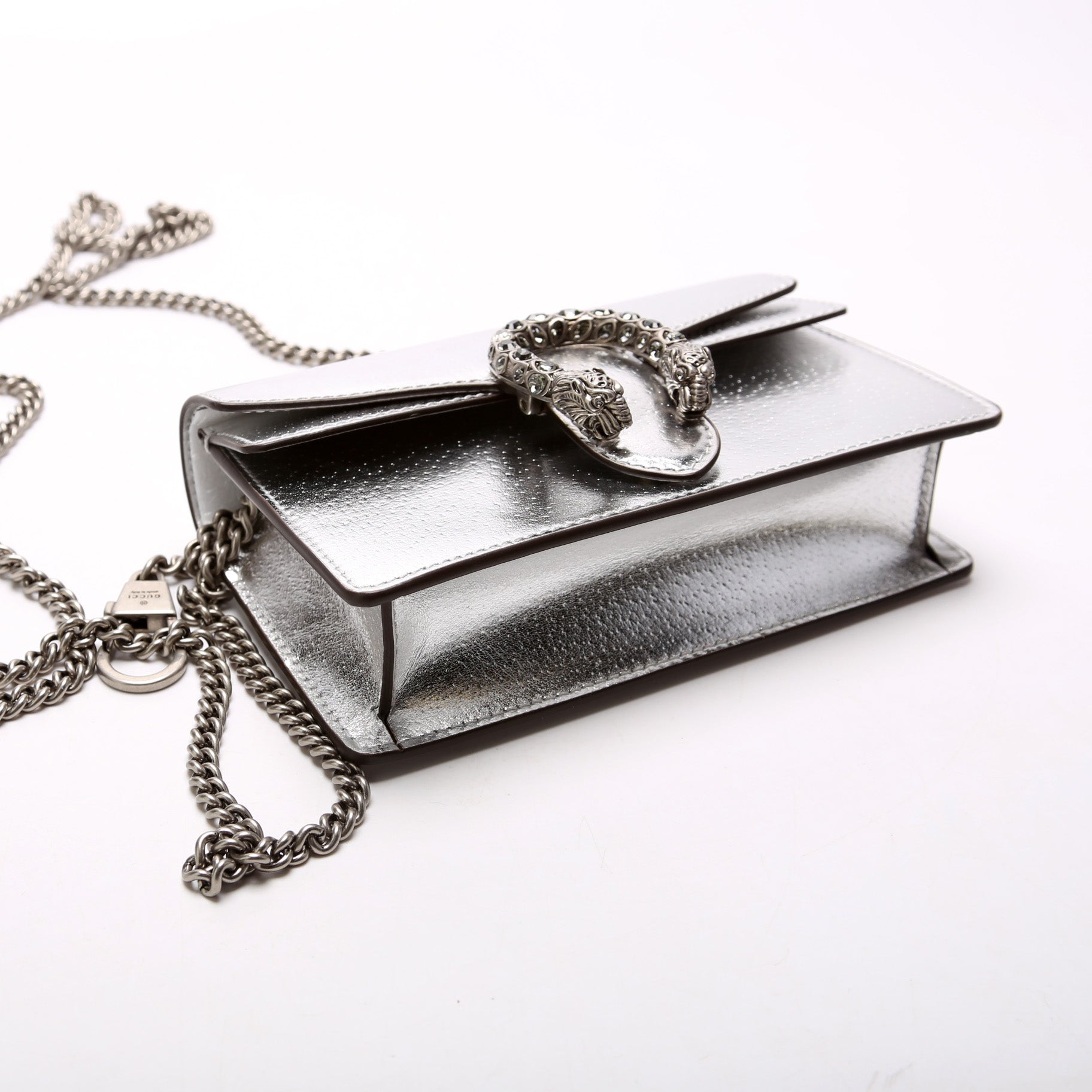 Gucci 476432 Dionysus Metallic Leather Super Mini Bag