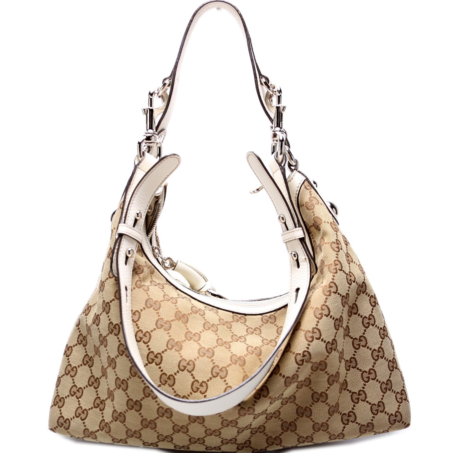 Gucci 232961 GG Canvas Medium Icon Bit Hobo Bag