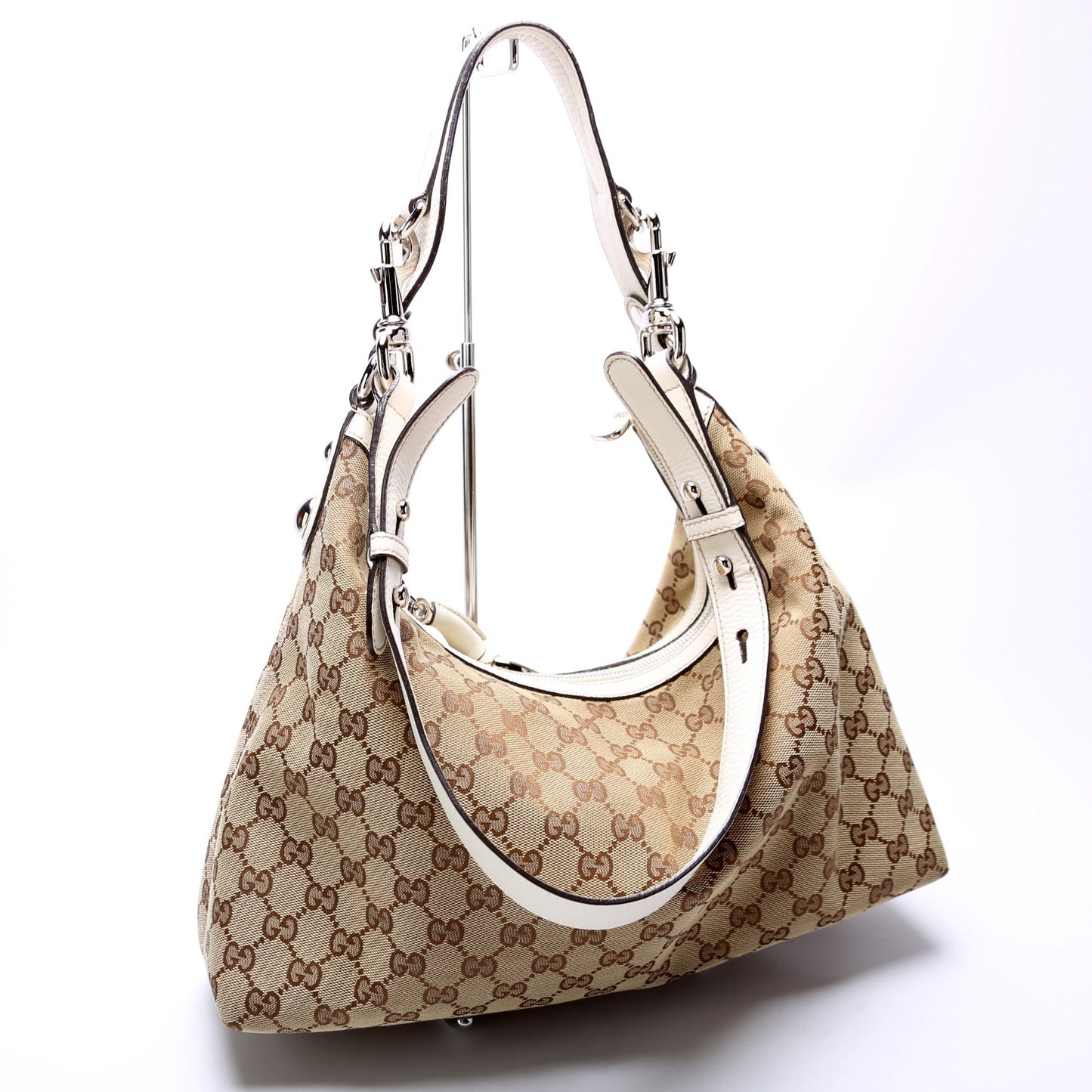 Gucci 232961 GG Canvas Medium Icon Bit Hobo Bag
