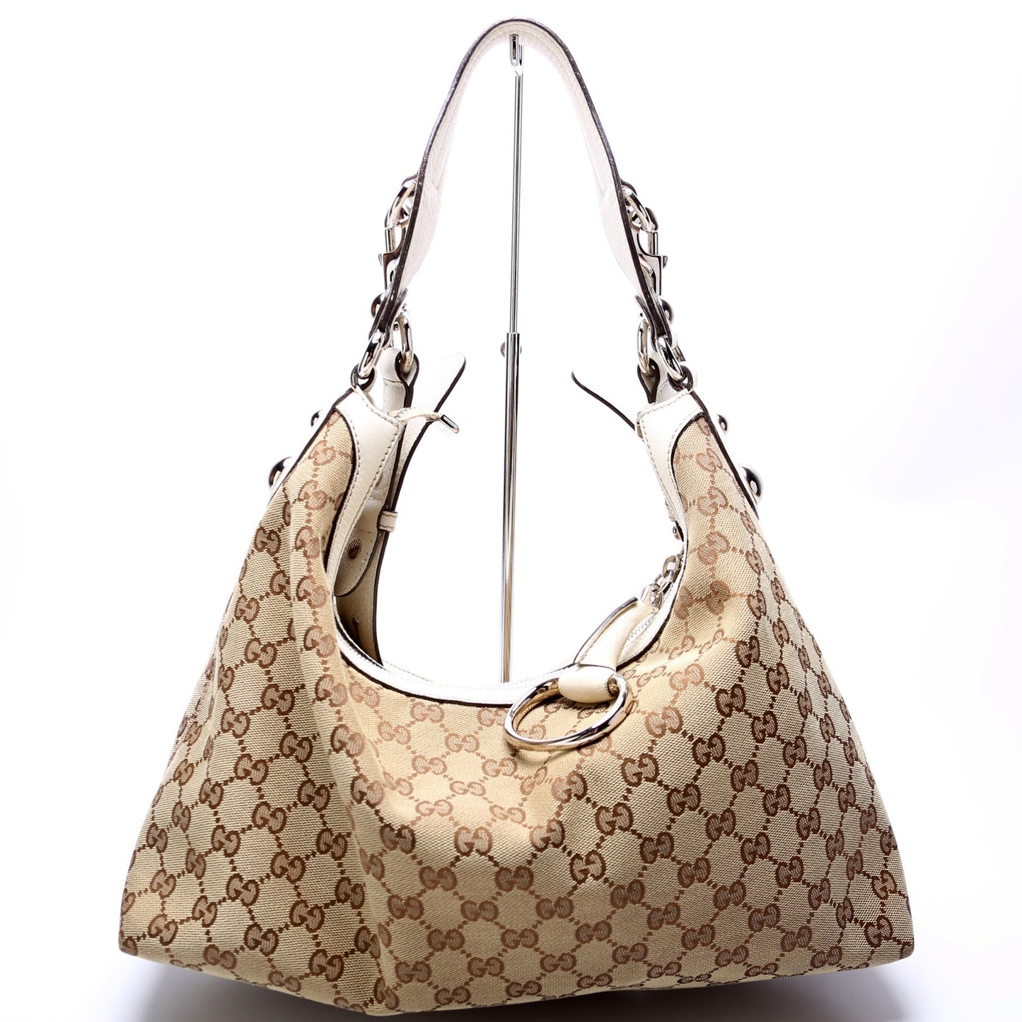 Gucci 232961 GG Canvas Medium Icon Bit Hobo Bag