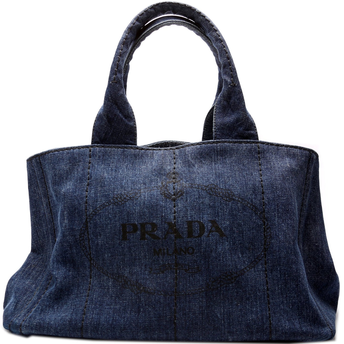 Prada Canapa Denim Canvas Large Tote Bag