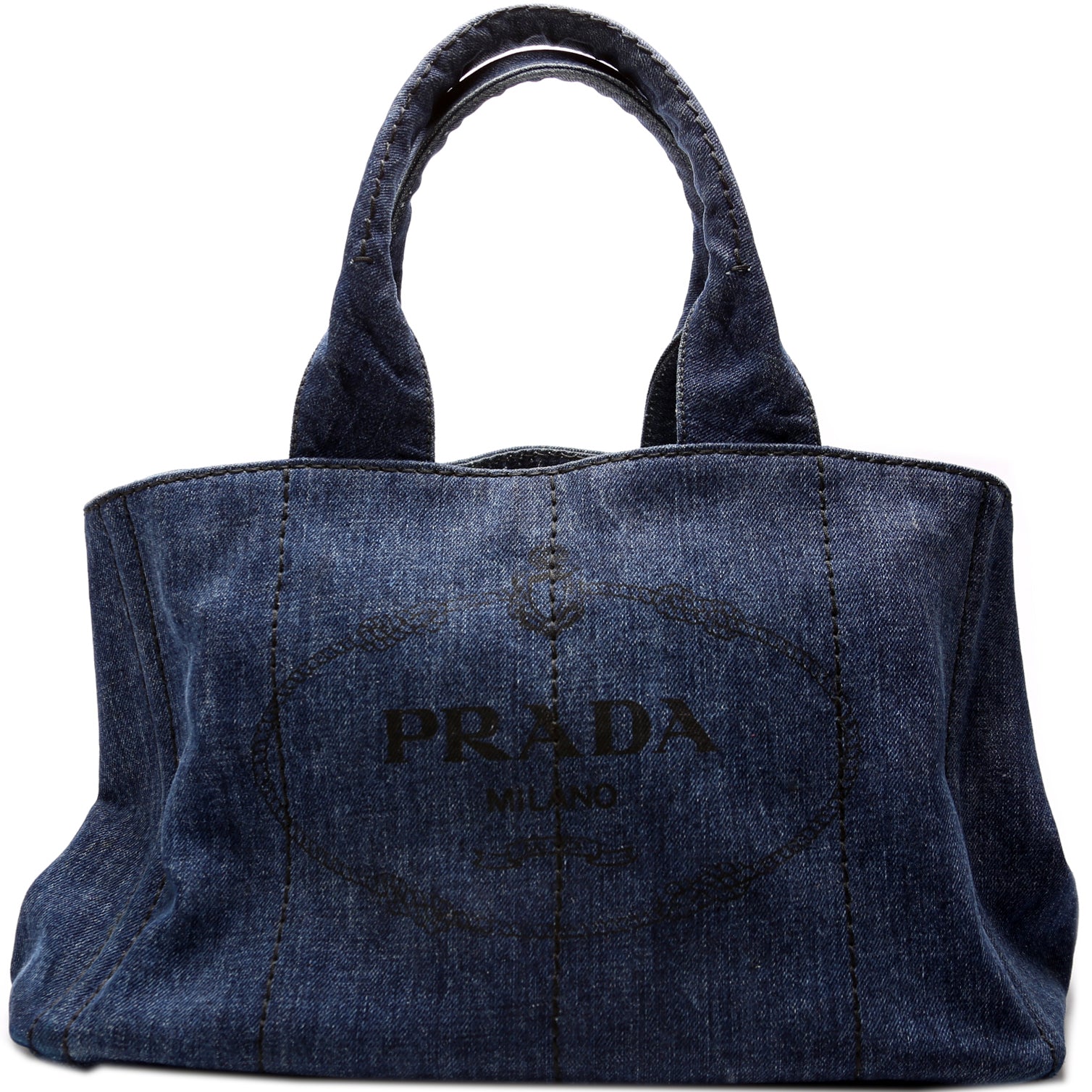 Prada Canapa Denim Canvas Large Tote Bag