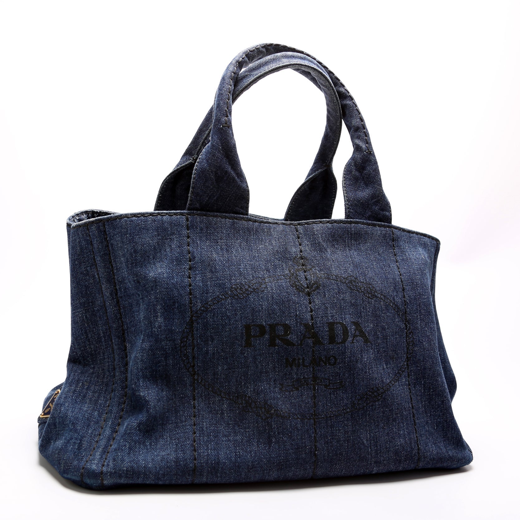 Prada Canapa Denim Canvas Large Tote Bag - Style 2