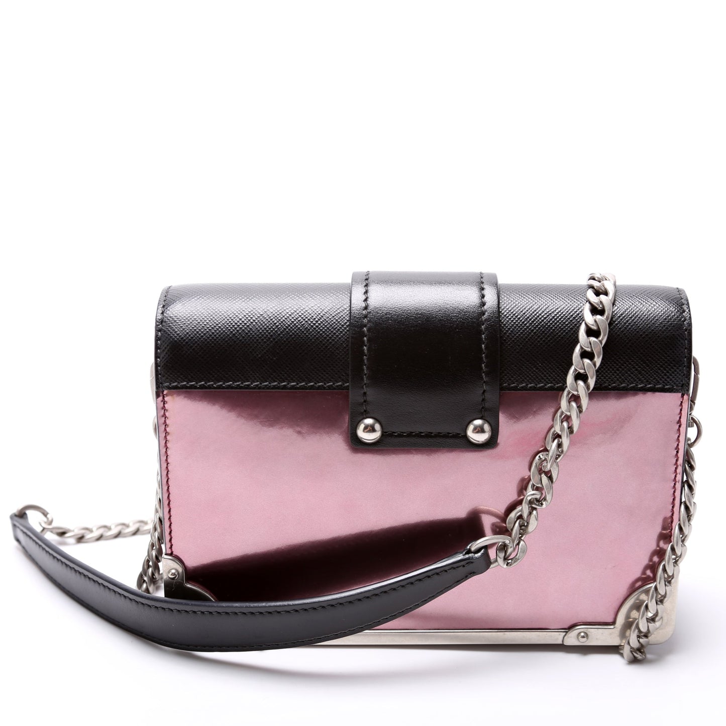 Prada Saffiano/Metallic Vitello Cahier Chain Crossbody Bag