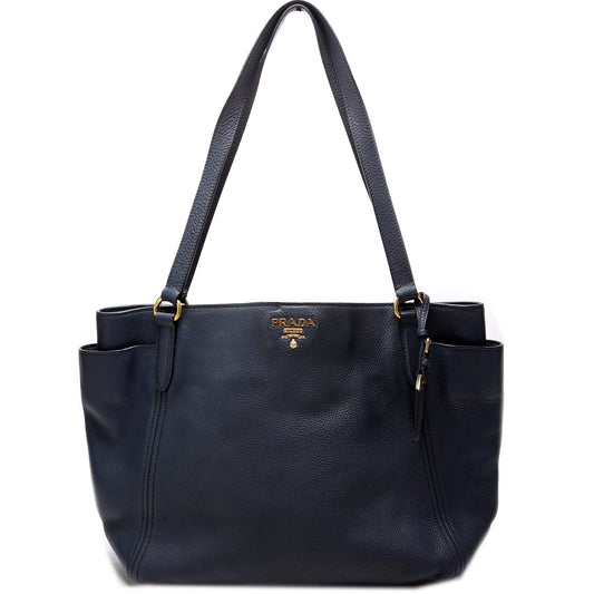 Prada Vitello Daino Side Pocket Shopper Tote Bag