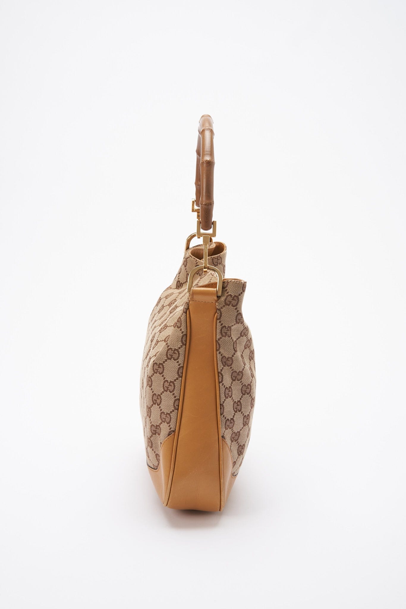Gucci Bamboo Leather Canvas Shoulder Bag Style 2