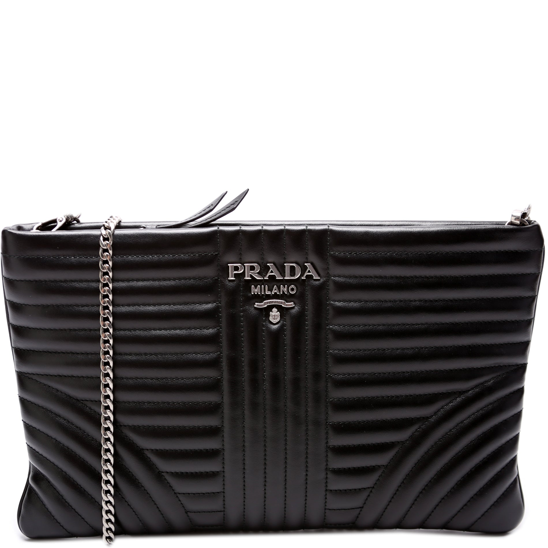 Prada Soft Calfskin Diagramme Clutch with Chain 1BF087 Bag