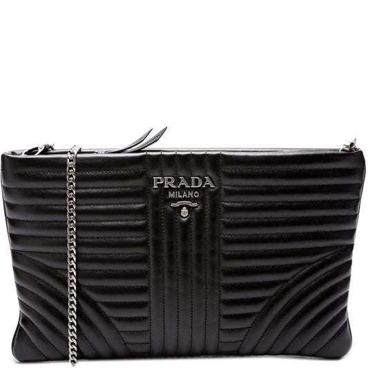 Prada Soft Calfskin Diagramme Clutch with Chain 1BF087 Bag
